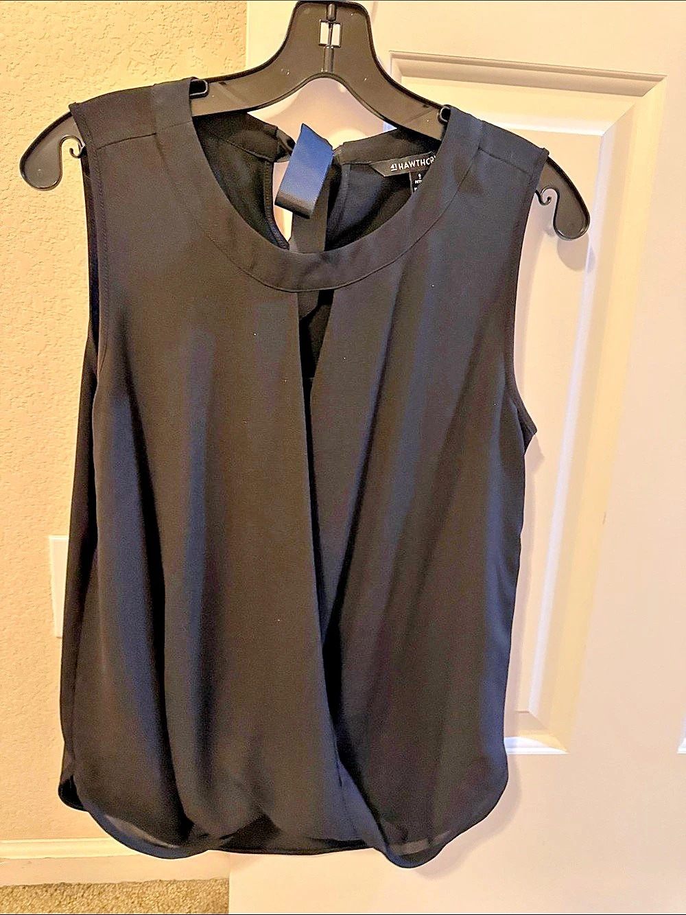 Hawthorn Black Tie-Neck Blouse Petite Like New